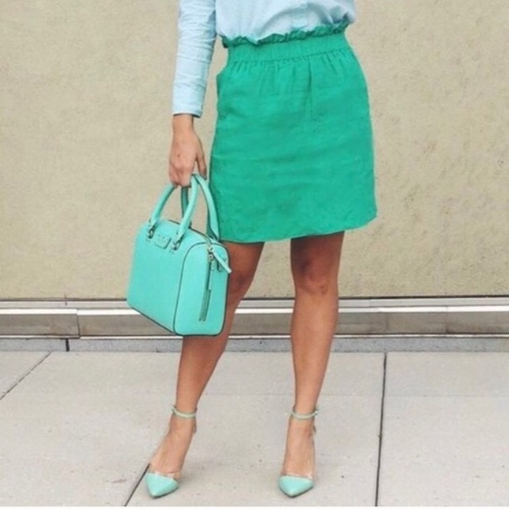 J. Crew Linen City Mini Skirt Kelly Green